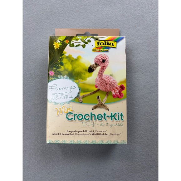 Folia Other - Folia Bringmann Mini Crochet Kit Flamingo DIY Amigurumi Starter Craft Set 23914